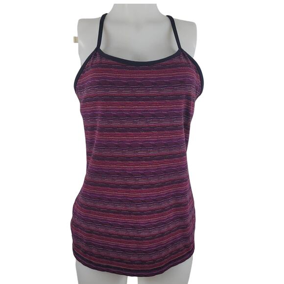 Lululemon Burgundy Pink White Shelf Bra Workout Tank Top 12 - Picture 1 of 4